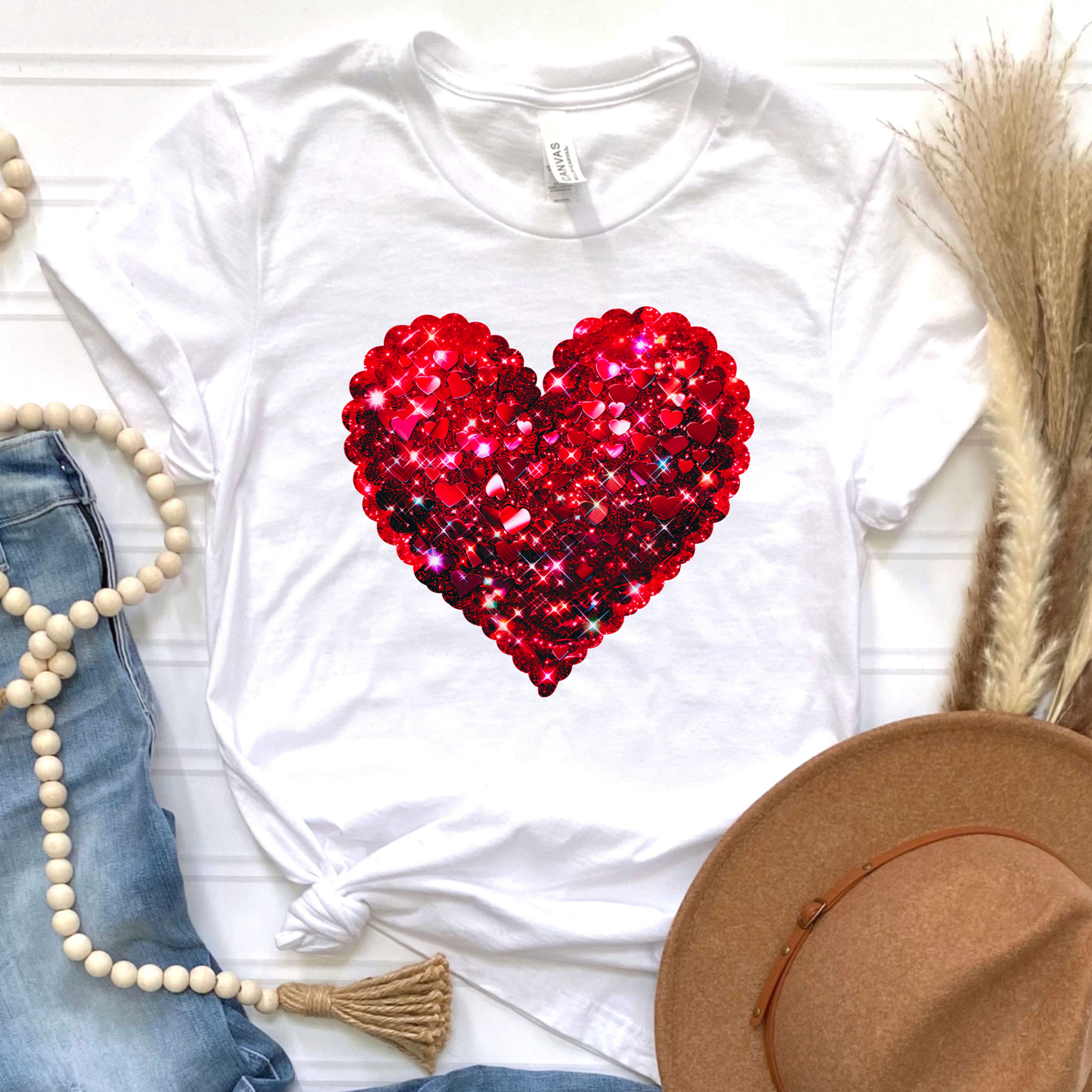 Sparkling Love- White  Graphic Tee