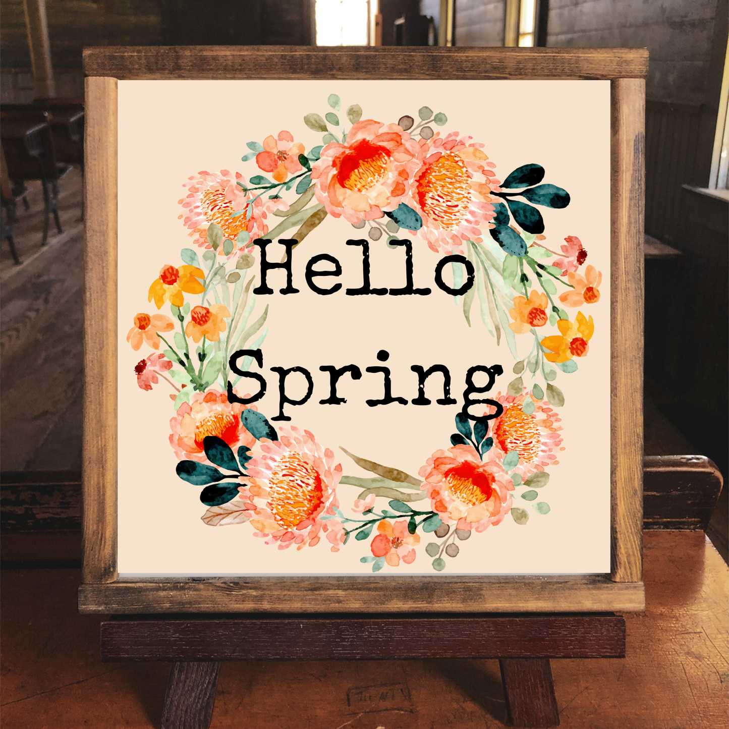 Hello Spring - 12x12 Wood Print