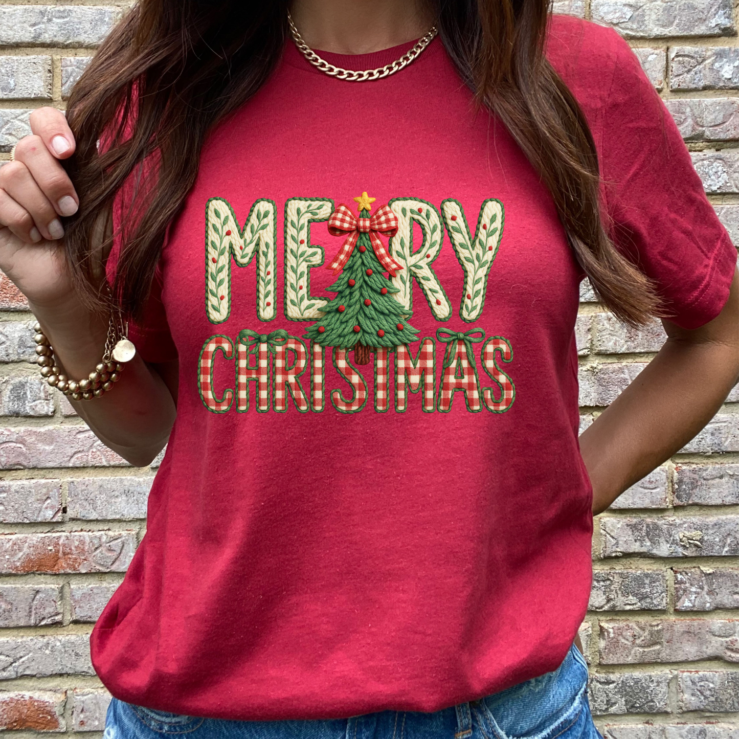 Merry Christmas Tree Red Graphic Tee