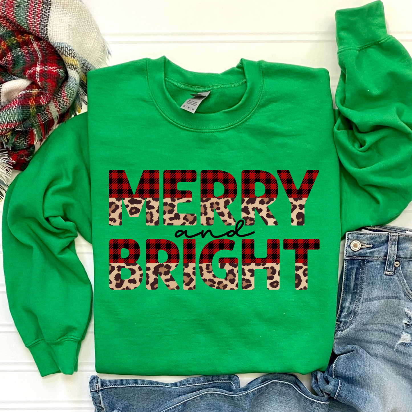 Plaid Merry And Bright Sweatshirt