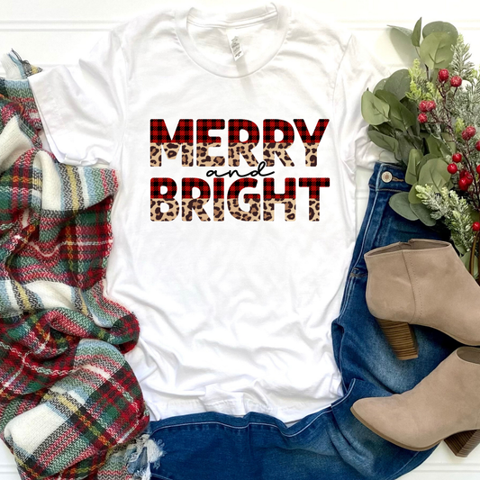 Plaid Merry And Bright Graphic Tee