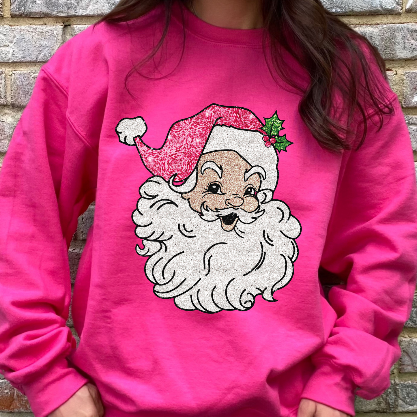 Pink Glitter Santa Sweatshirt