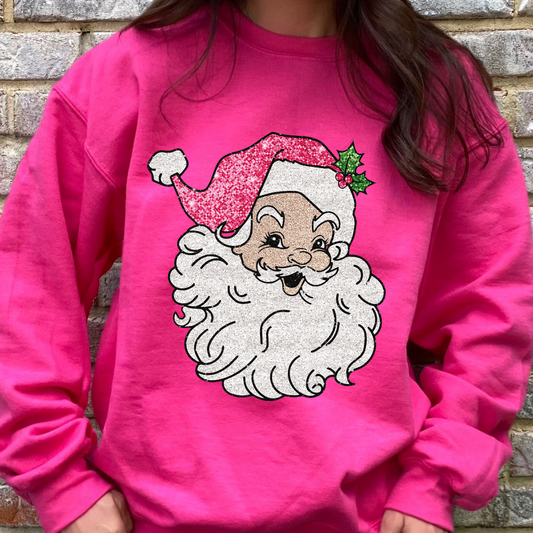 Pink Glitter Santa Sweatshirt