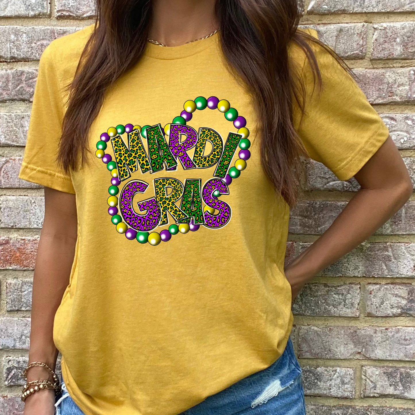 Leopard Print Mardi Gras Graphic Tee