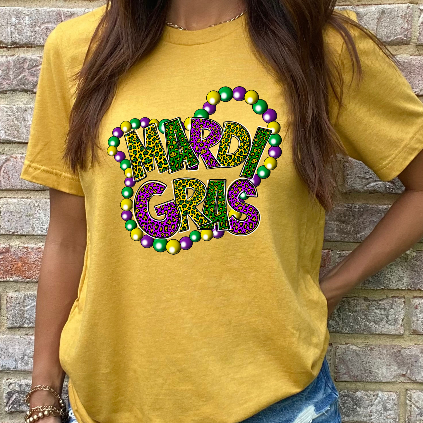 Leopard Print Mardi Gras Graphic Tee