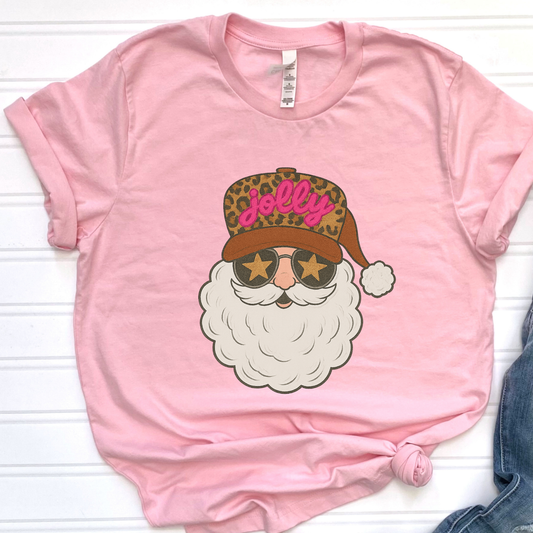 Pink Leopard Santa Graphic Tee