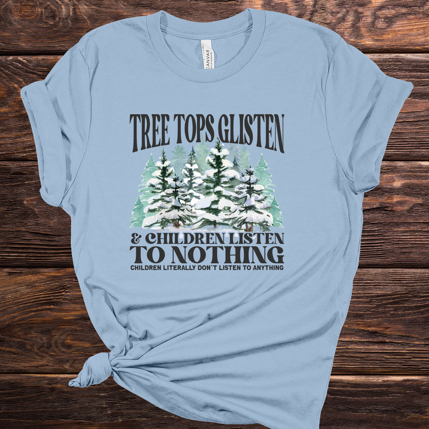 Tree Tops Glisten Blue Graphic Tee