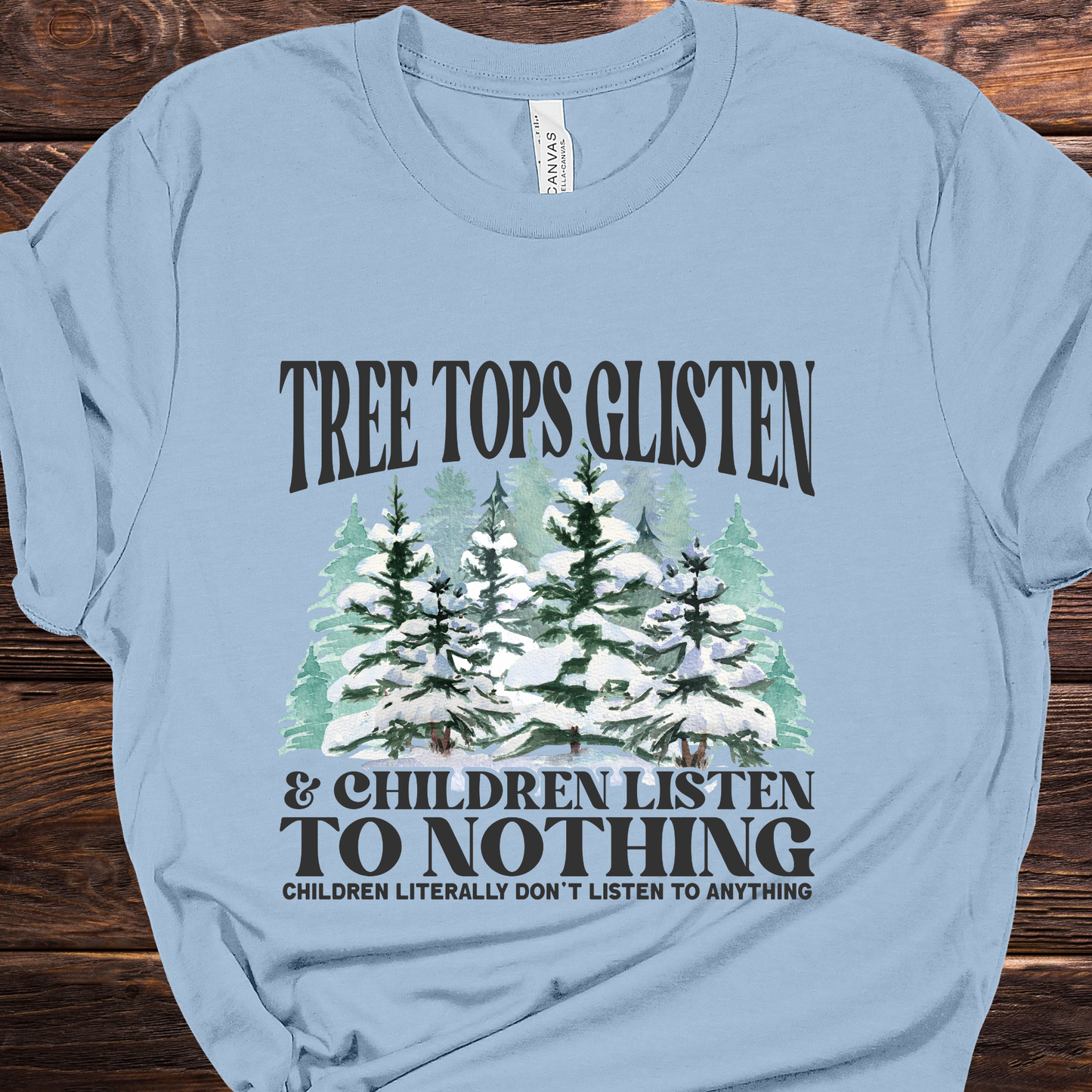 Tree Tops Glisten Blue Graphic Tee