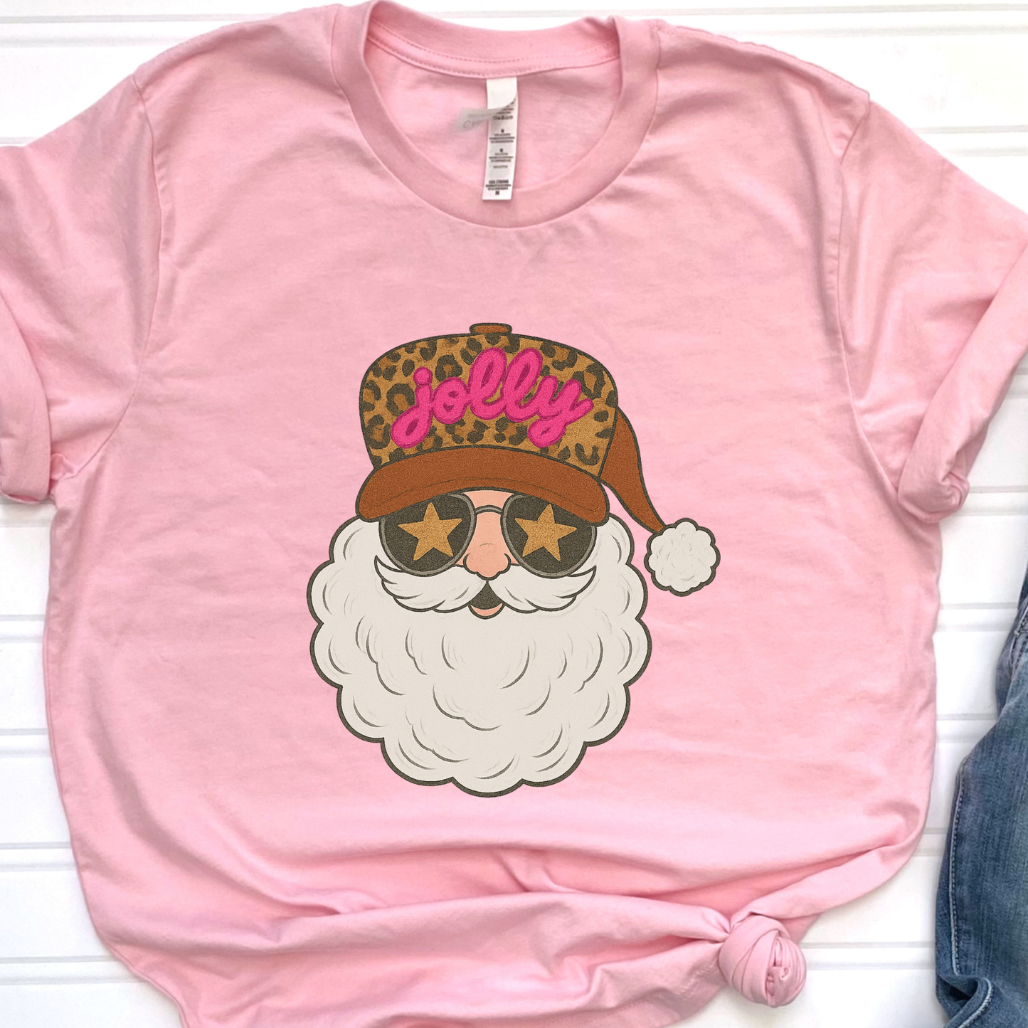 Pink Leopard Santa Graphic Tee
