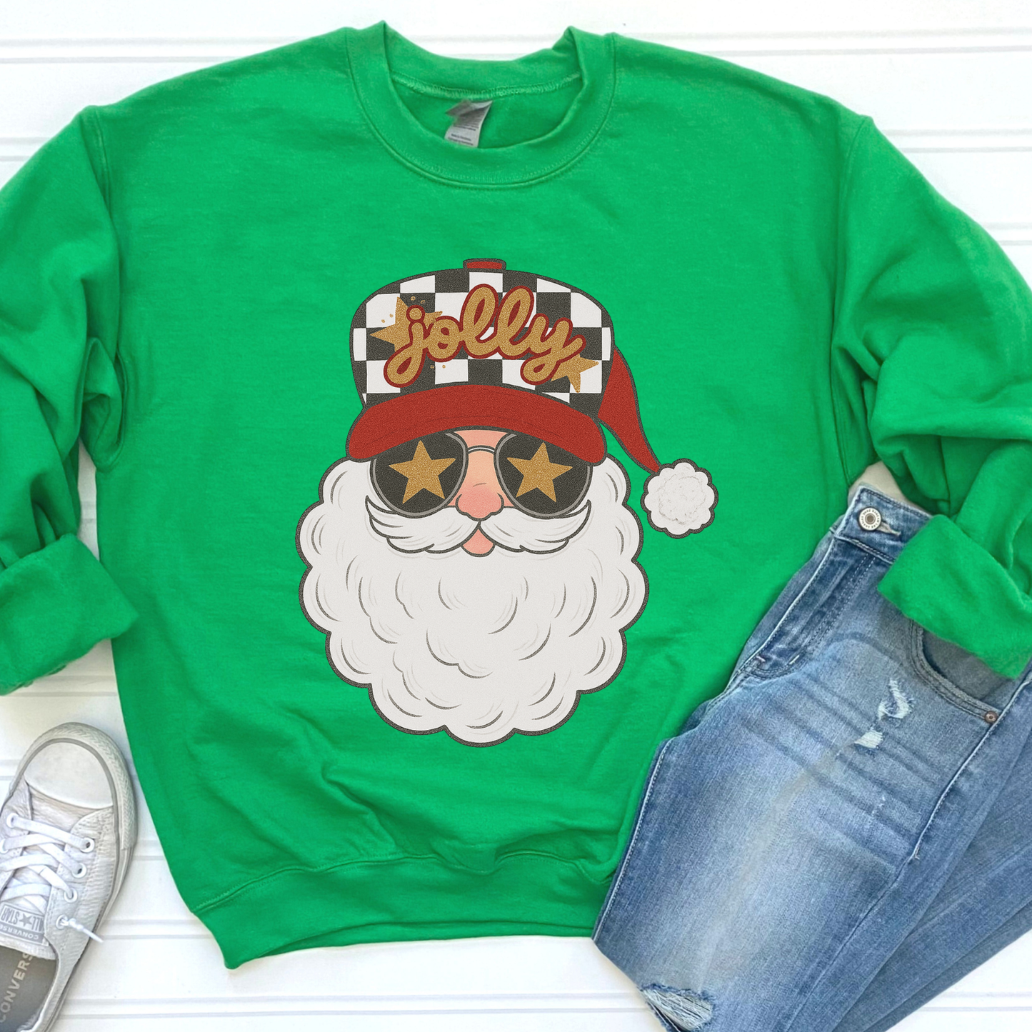 Red Jolly Vintage Santa Sweatshirt