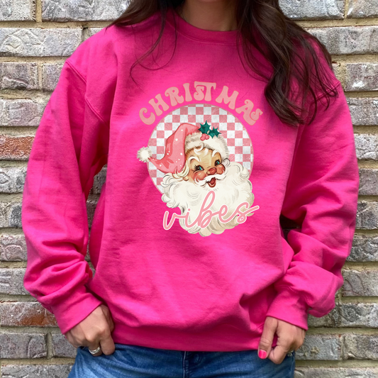 Christmas Vibes Pink Sweatshirt