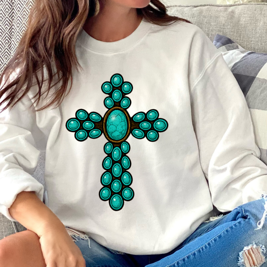 Turquoise and Jesus Sweatshirt