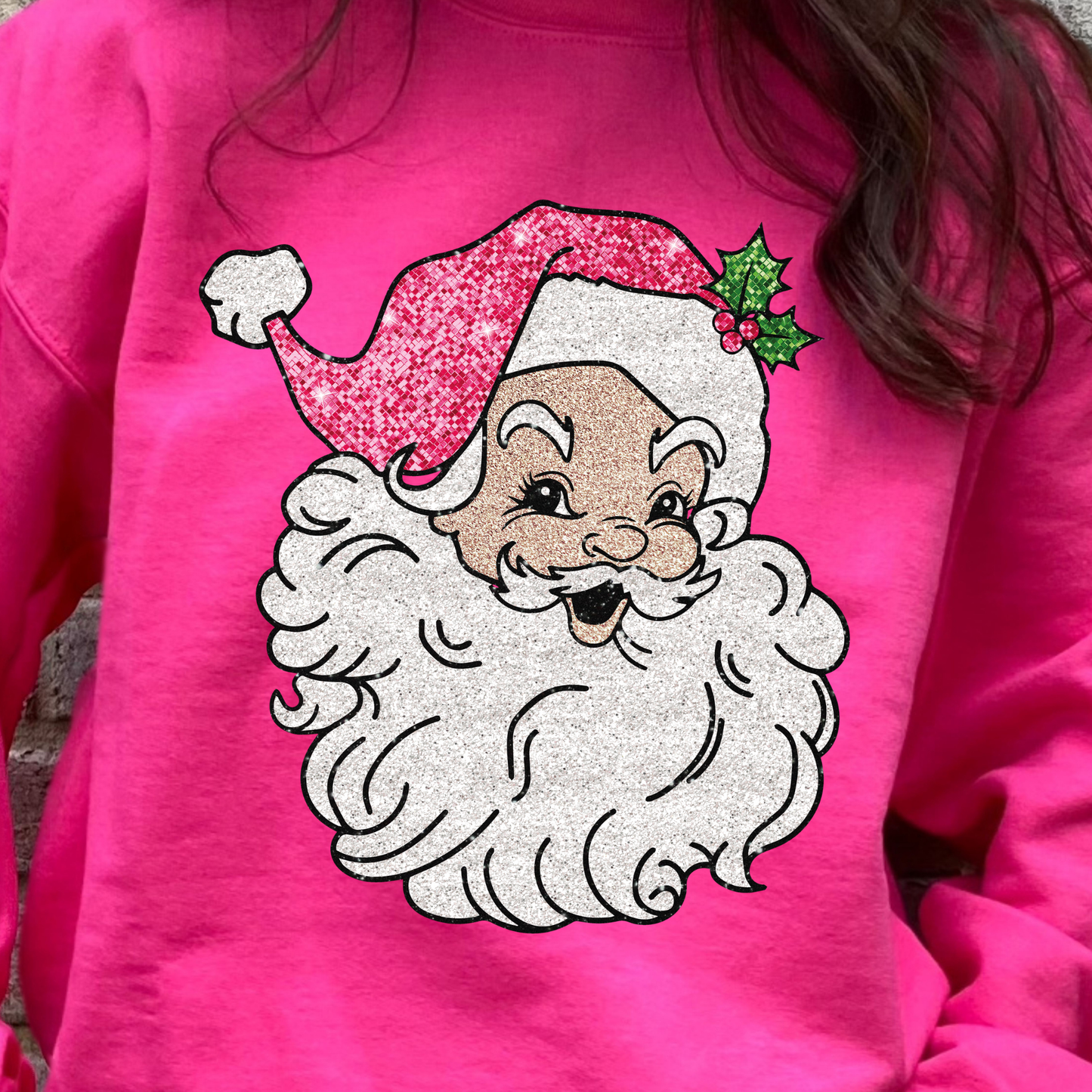 Pink Glitter Santa Sweatshirt
