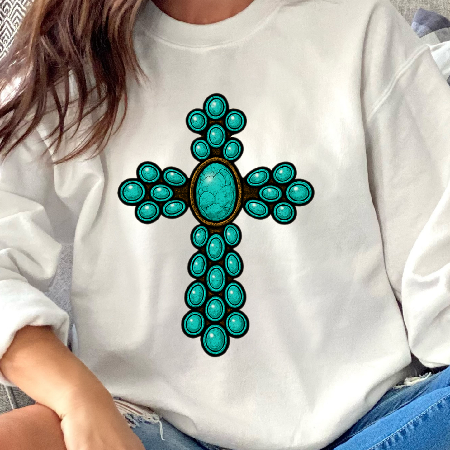 Turquoise and Jesus Sweatshirt
