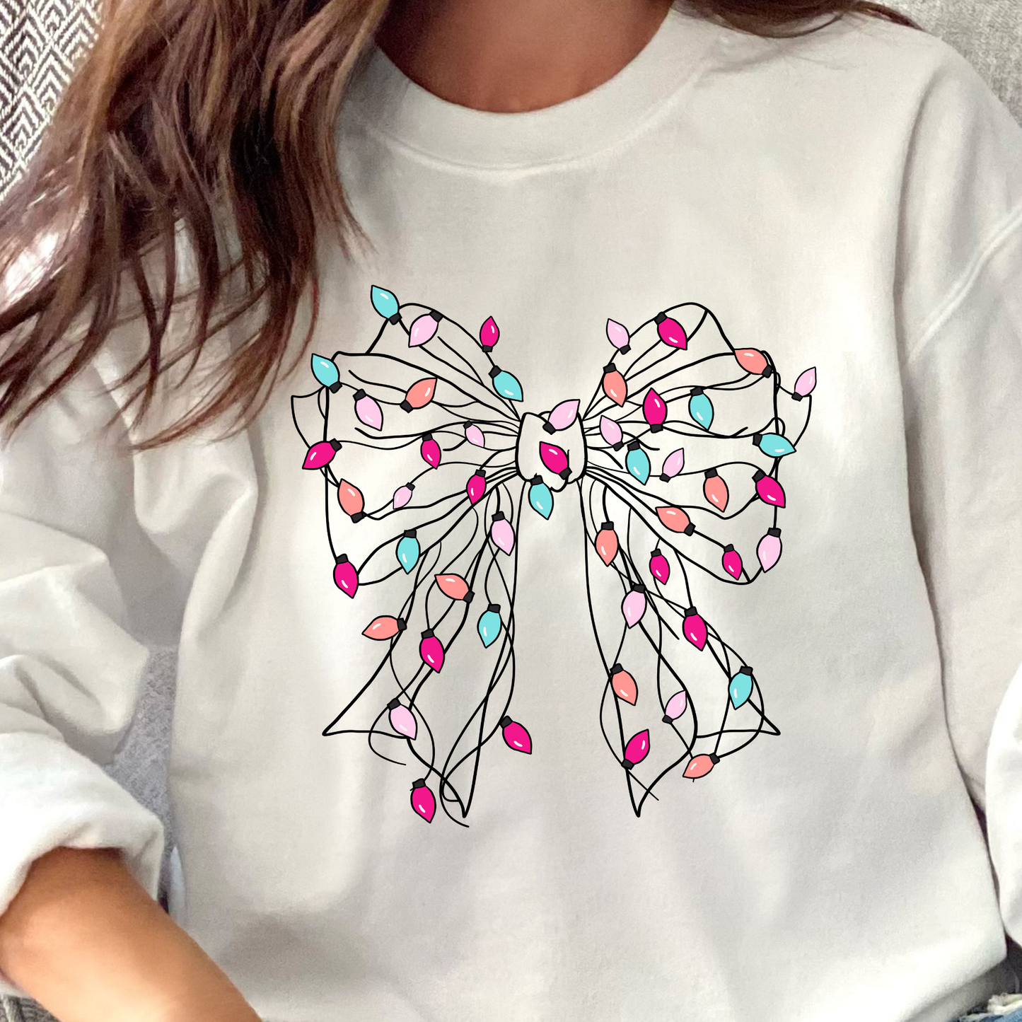 Christmas Lights Bow Sweatshirt