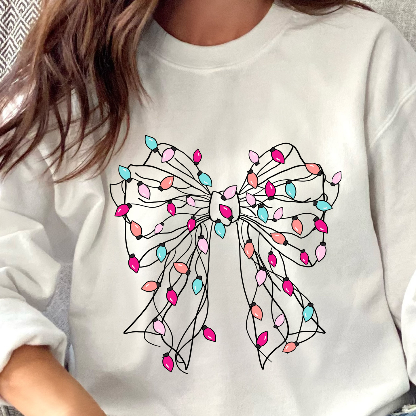 Christmas Lights Bow Sweatshirt