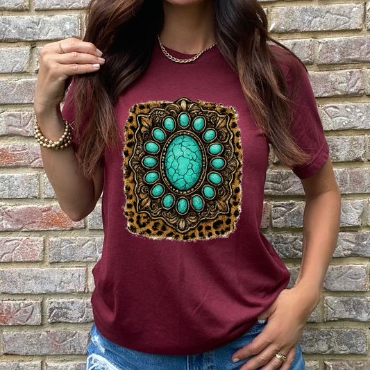 Leopard Cowgirl Maroon Graphic Tee