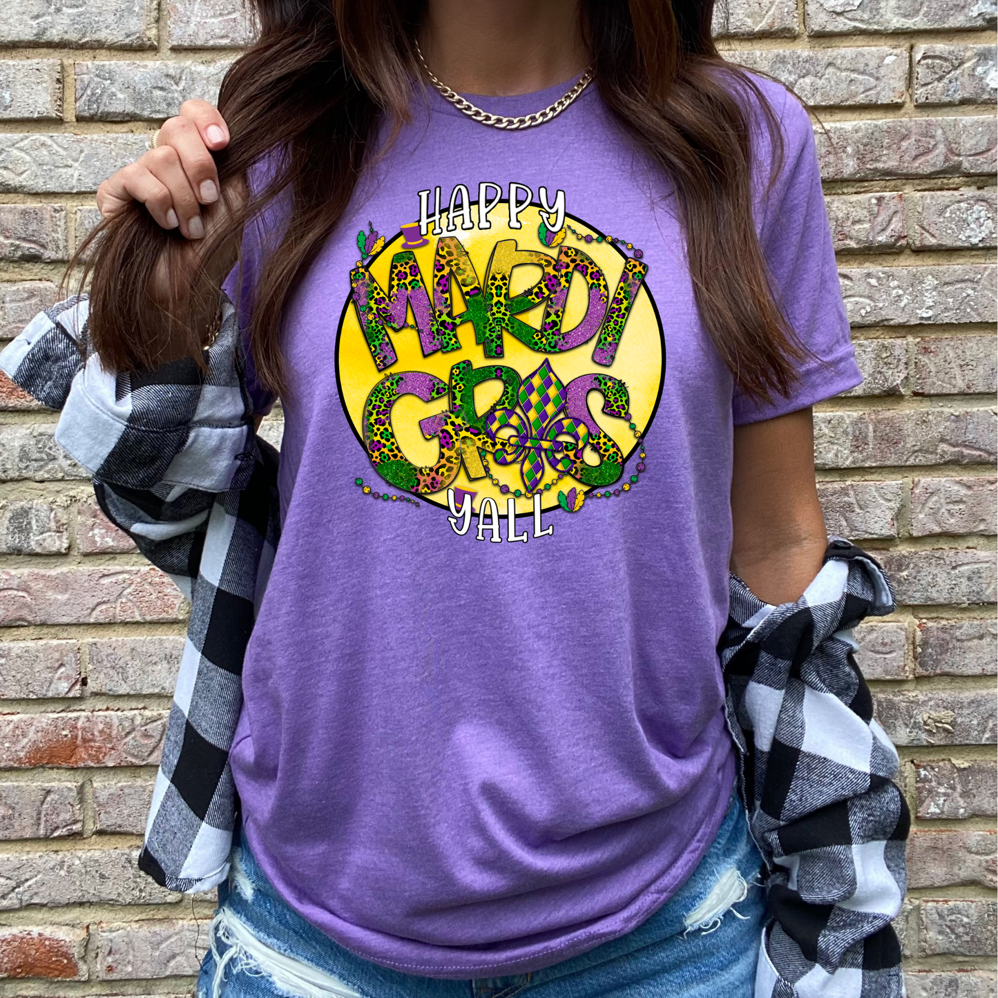 Mardi Gras Y'all Purple Graphic Tee