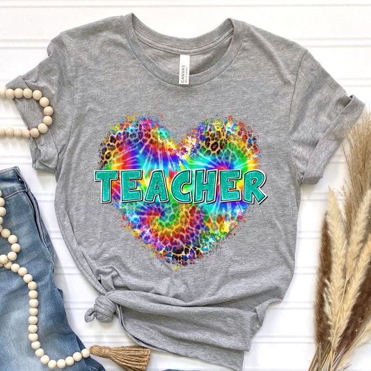 Neon Teacher Heart Graphic Tee