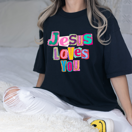 Jesus Loves You Black Graphic Tee