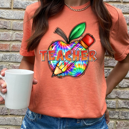 Neon Apple Teacher Graphic Tee