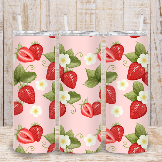 Pink Strawberry Tumbler