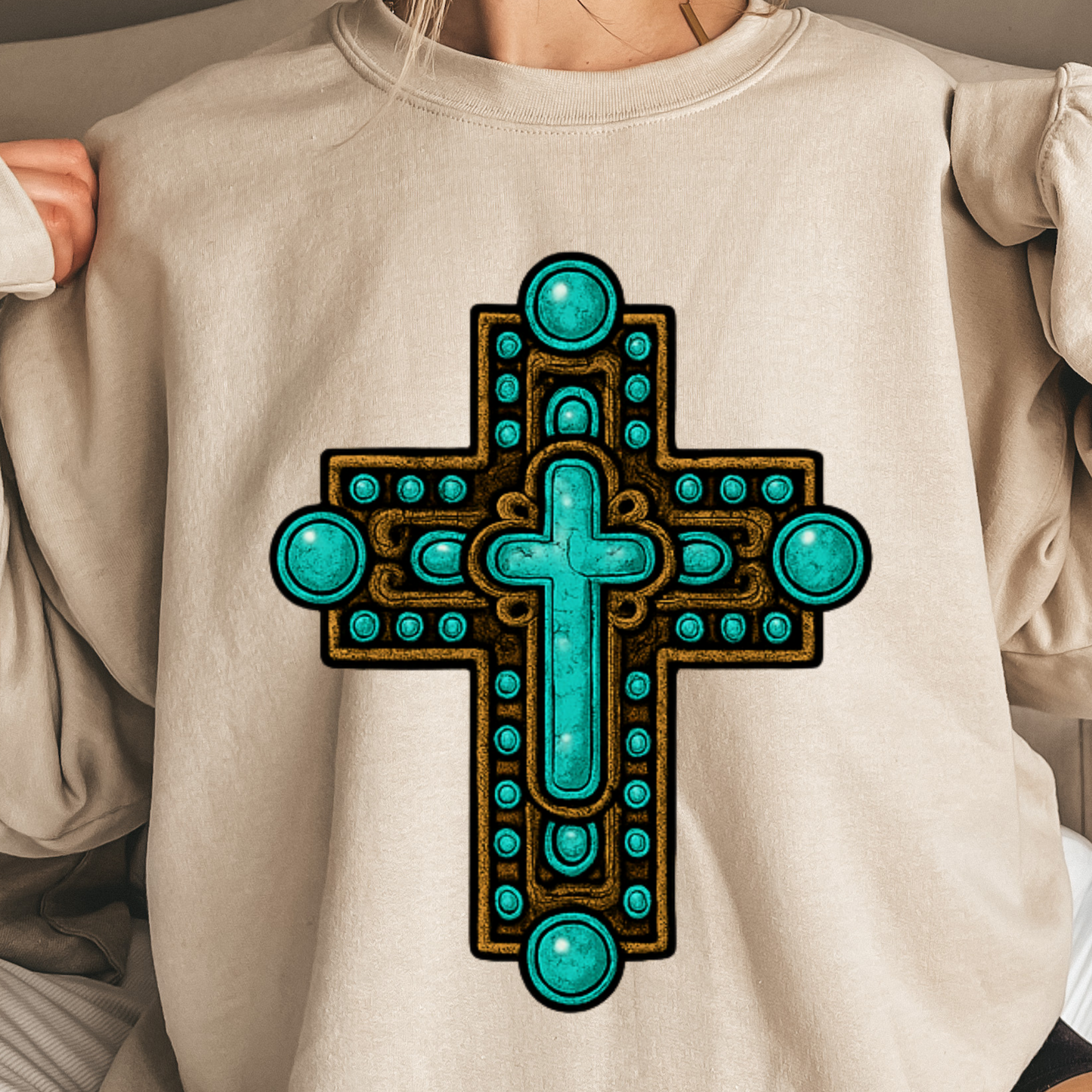 Western Layered Cross Sweatshirt
