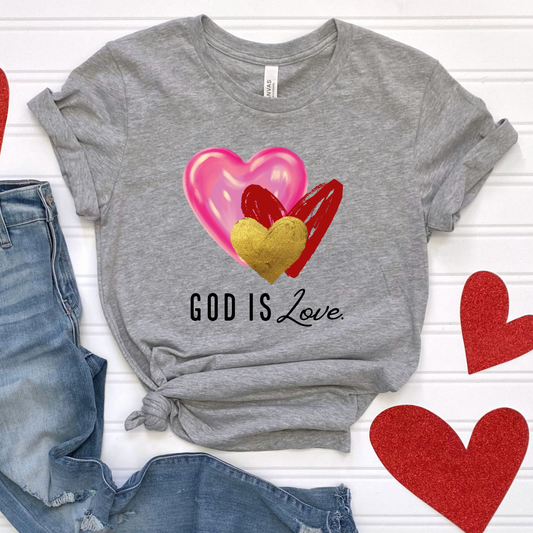 God Is Love  Hearts Graphic Tee