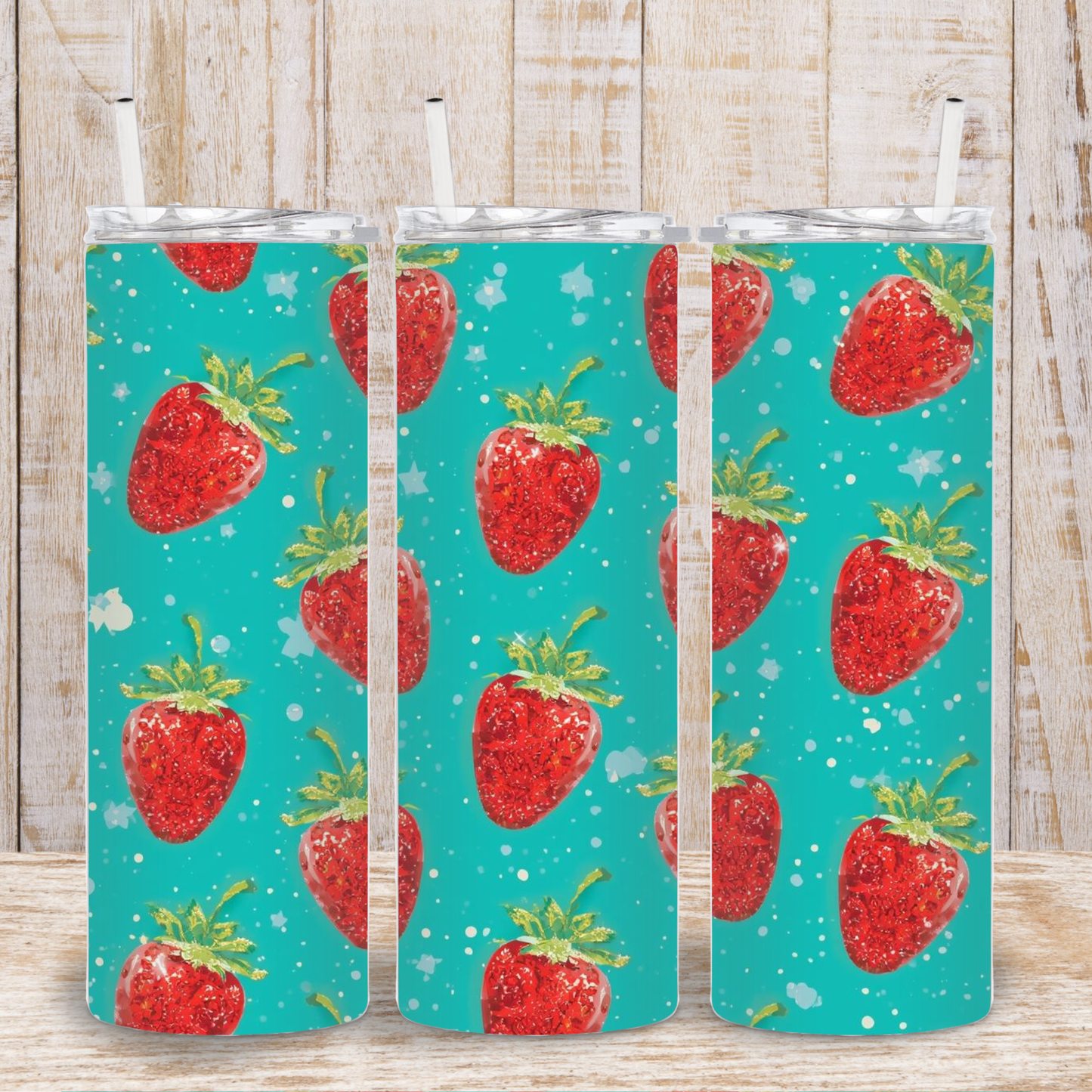 Turquoise Strawberries Tumbler