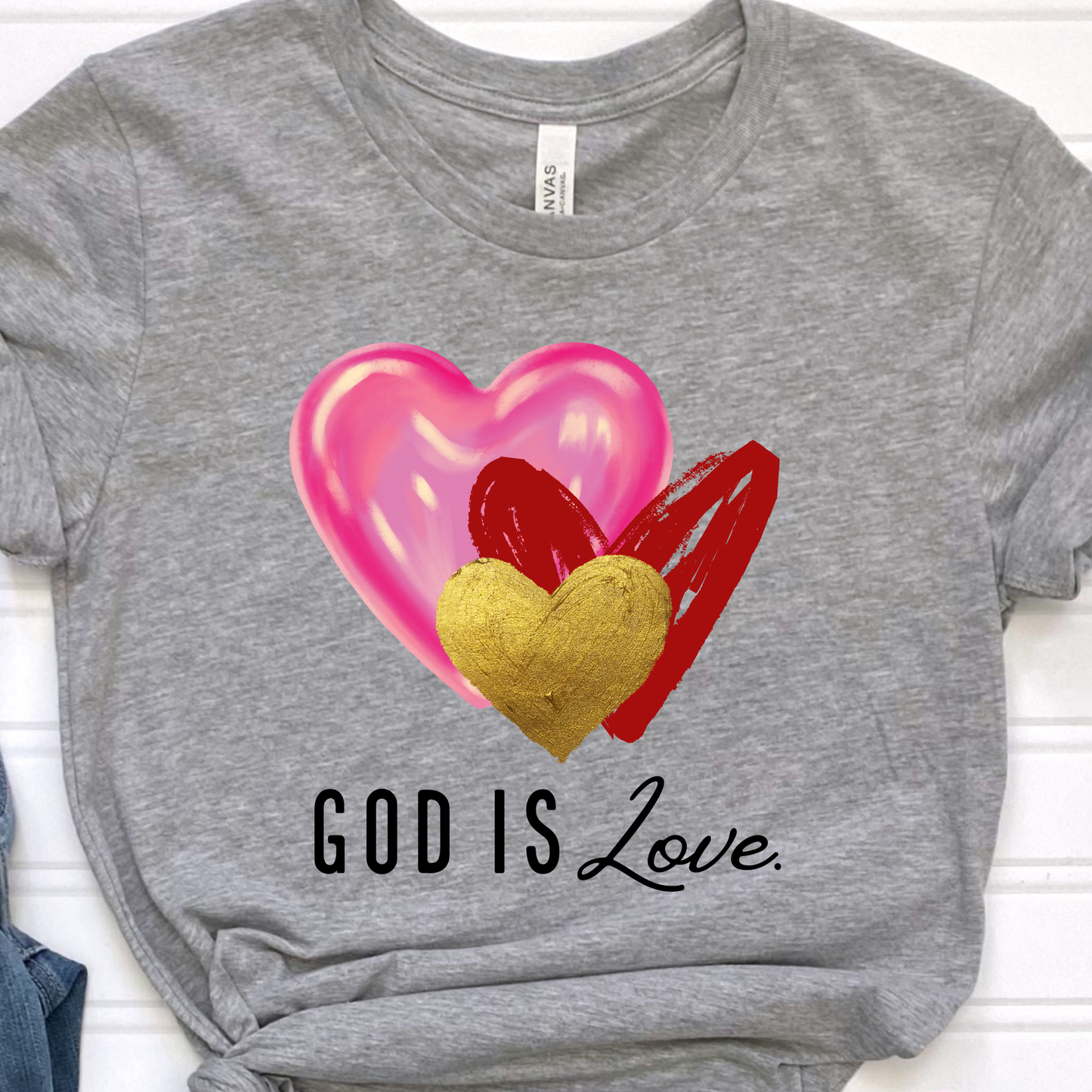 God Is Love  Hearts Graphic Tee