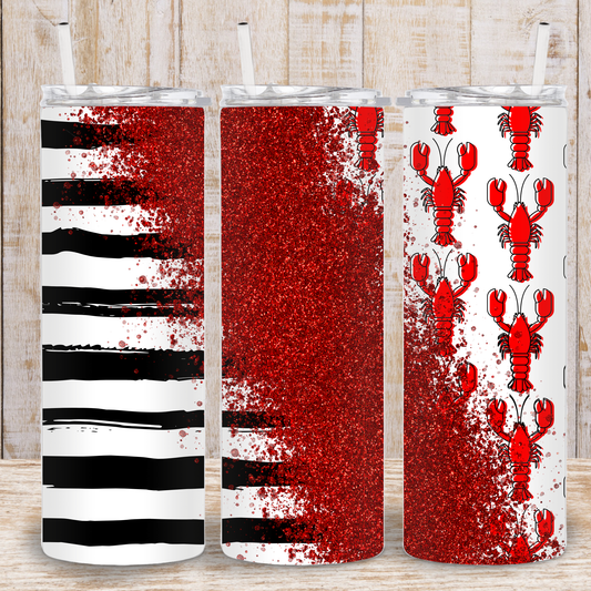 Red Glitter Crawfish Tumbler