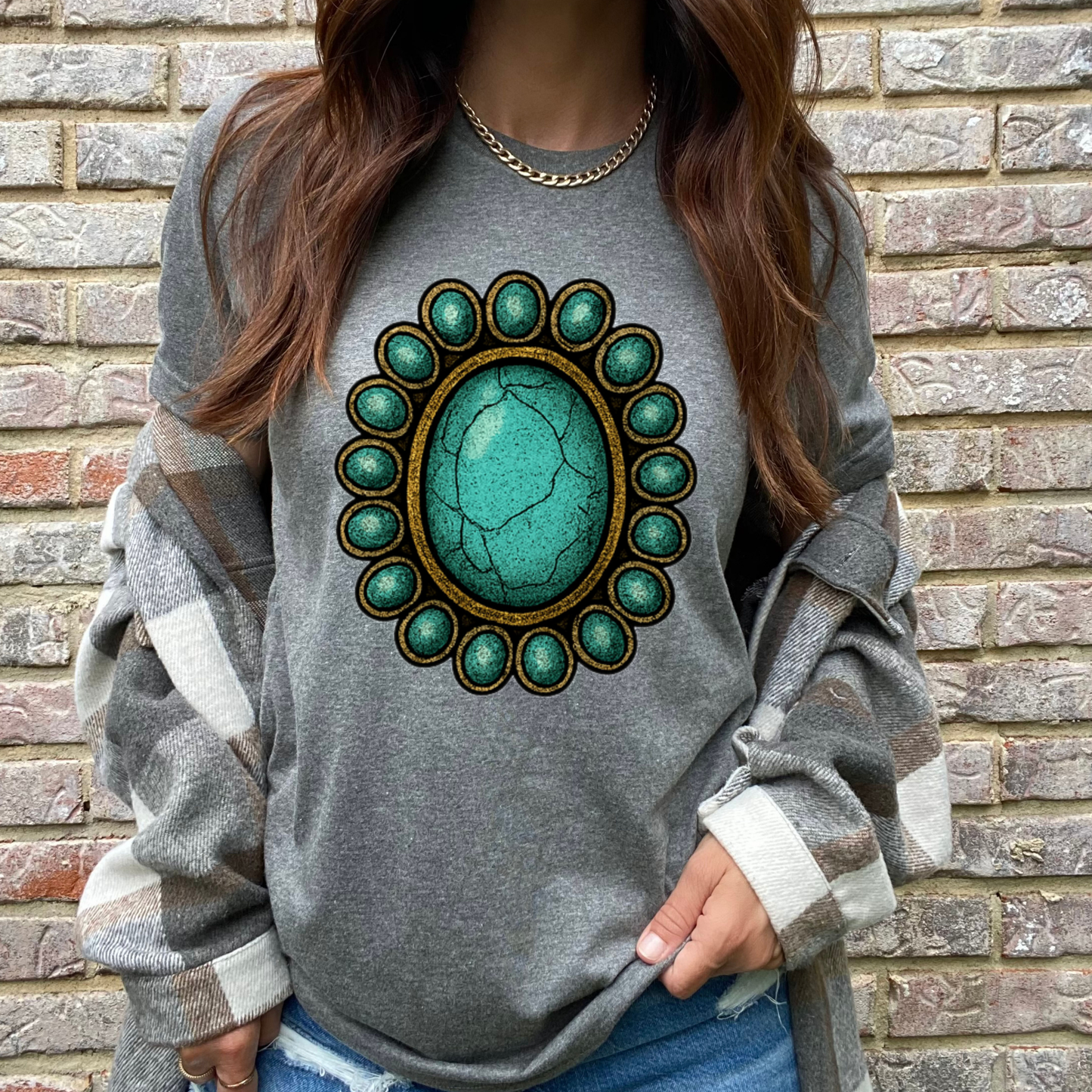 Rustic Turquoise Grey Graphic Tee