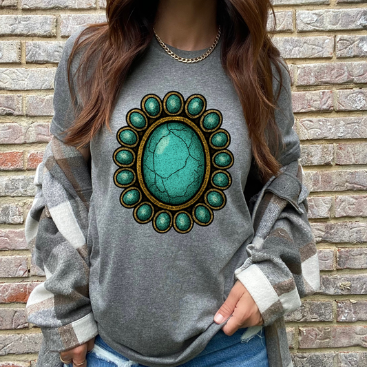 Rustic Turquoise Grey Graphic Tee