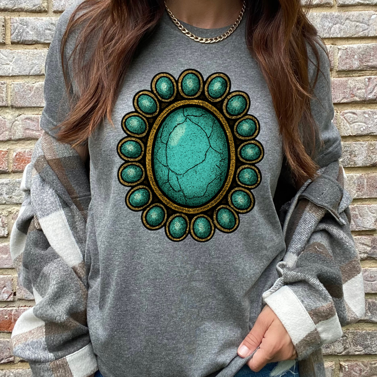 Rustic Turquoise Grey Graphic Tee