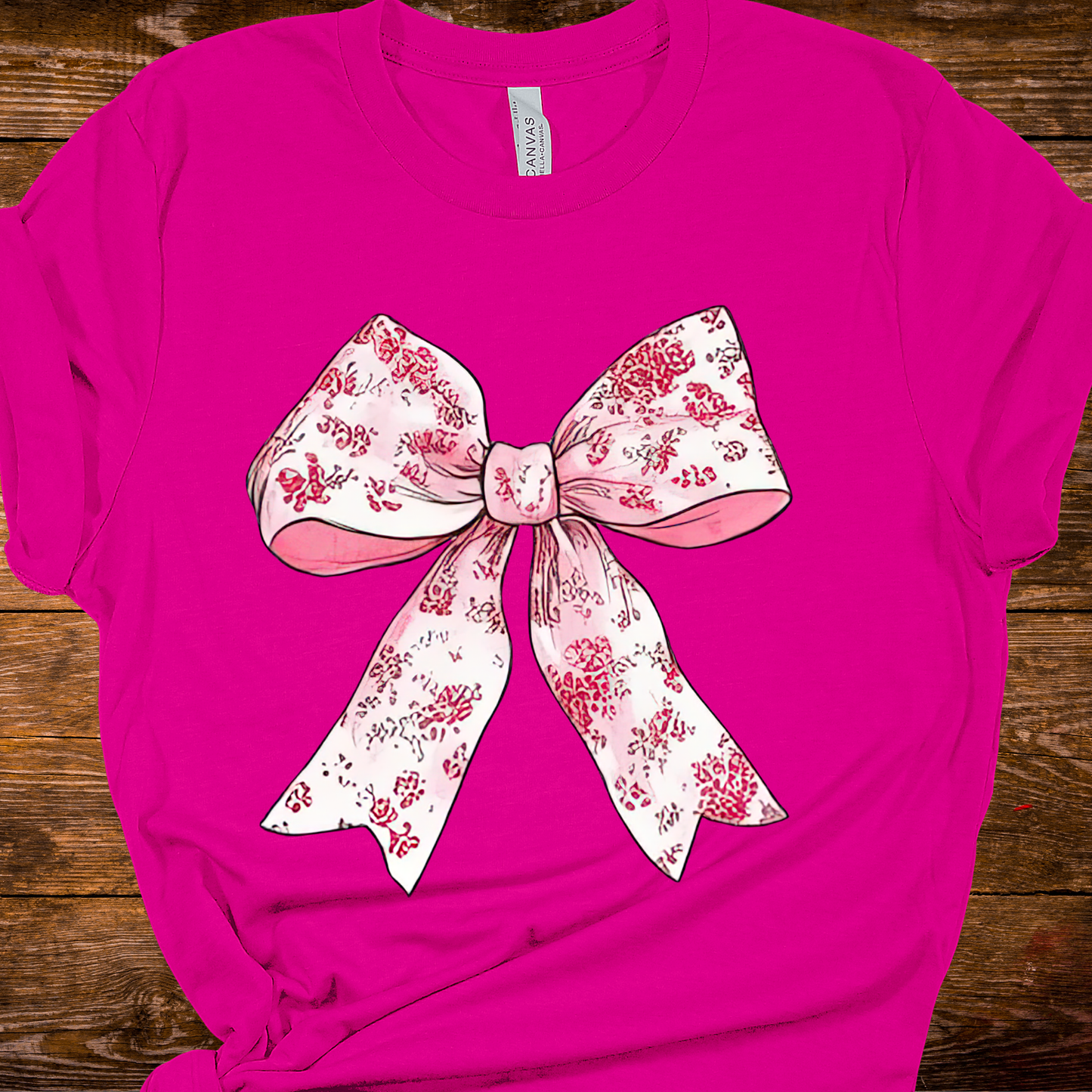 Pink Floral Bow Pink Graphic Tee