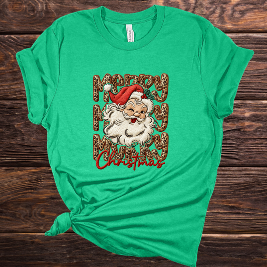 Leopard Merry Christmas Graphic Tee