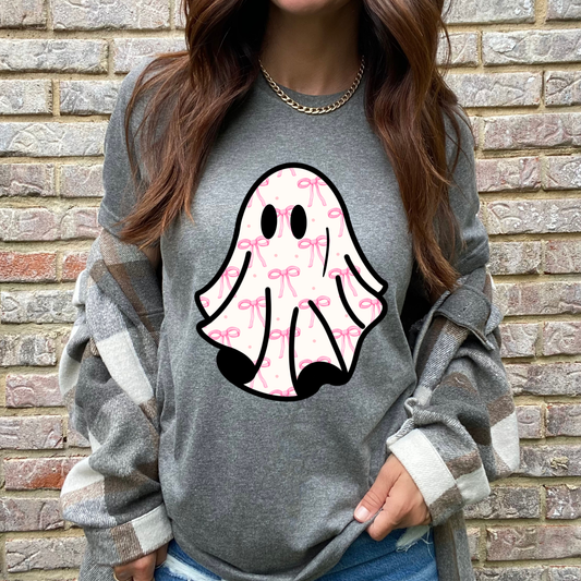 Pink Bow Ghost Graphic Tee