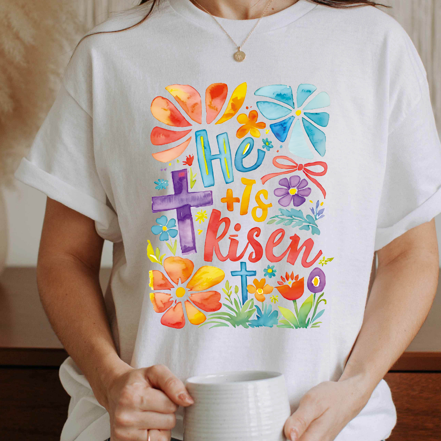 He is Risen Watercolor Graphic Tee