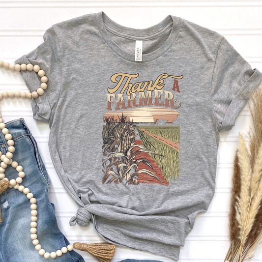 Thank A Farmer - Grey - Graphic Tee